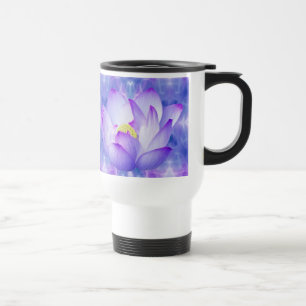Lila Lotos-Blumen- und -Fraktalkristalle Reisebecher