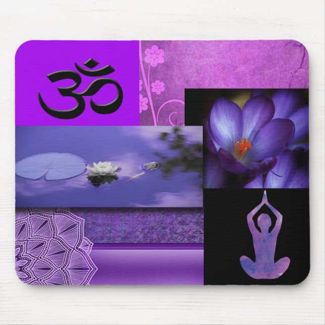 Lila Lotos u. Krone Chakra Meditations-Collage Mousepad (Vorne)