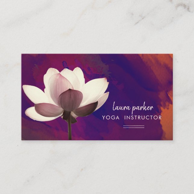 Lila Lotos-Yoga-Lehrer-Meditationzen-Farbe Visitenkarte (Vorderseite)