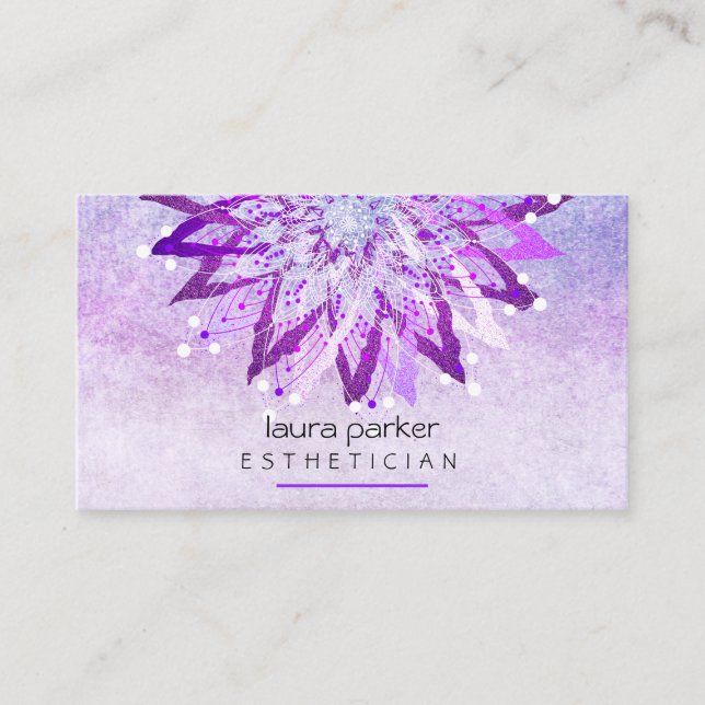 Lila Lotus Blume Beautician Kosmetologe Visitenkarte (Vorderseite)