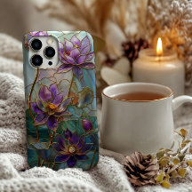 Lila Lotus-Blume-Design aus Hartglas