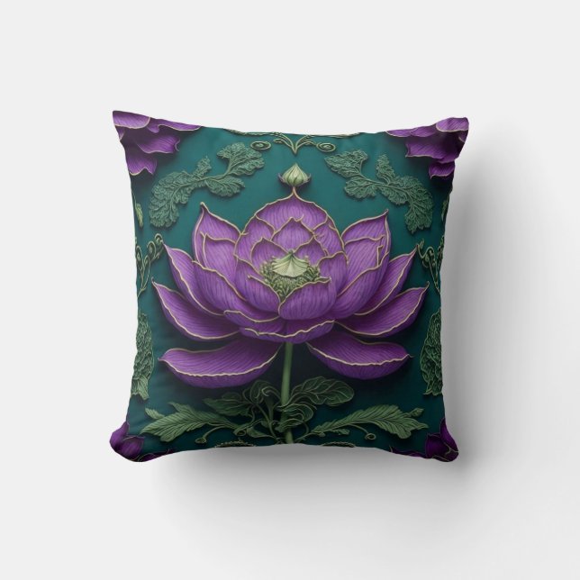 Lila Lotus Blume Kissen (Vorderseite)
