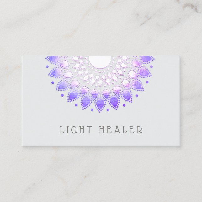 Lila Lotus Blume Mandala Energy Healer Visitenkarte (Vorderseite)