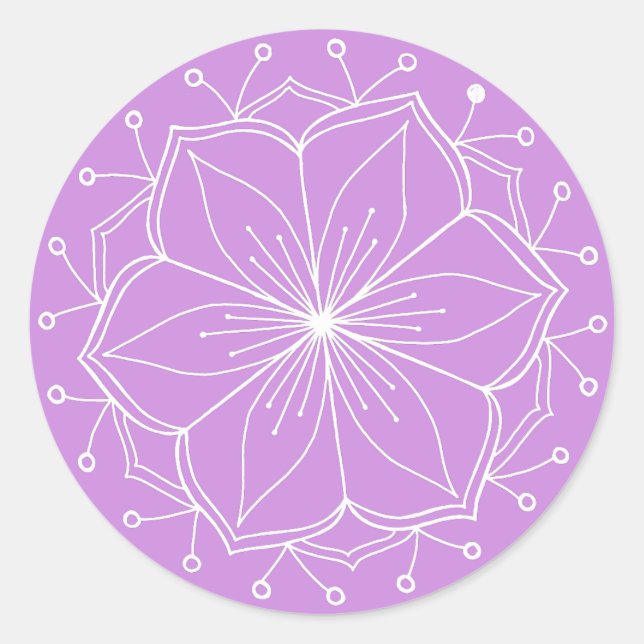 Lila Lotus Blume Mandala Runder Aufkleber (Vorderseite)