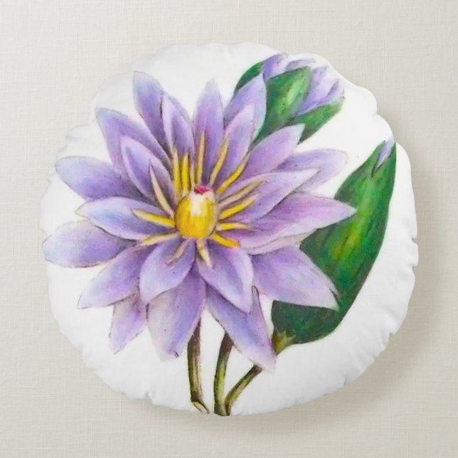 Lila Lotus-Blume Rundes Kissen (Vorderseite)