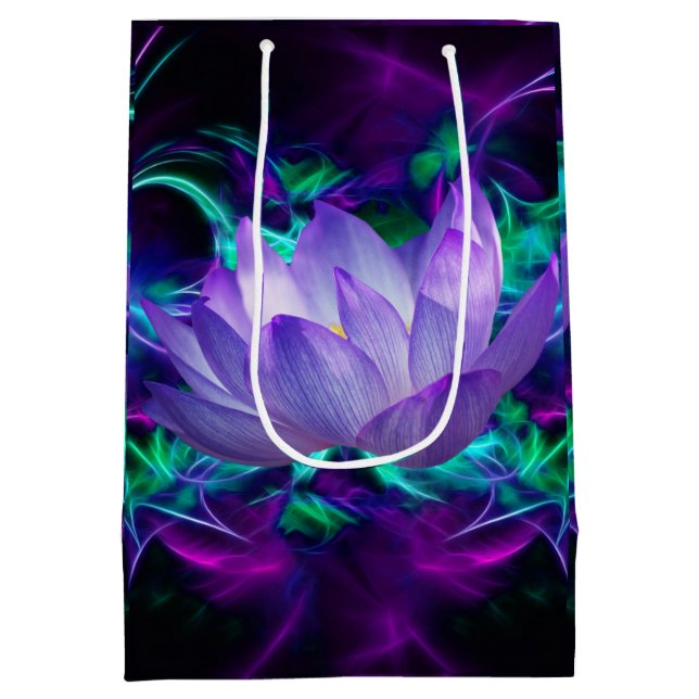Lila Lotus-Blume und ihre Bedeutung Mittlere Geschenktüte (Rückseite)
