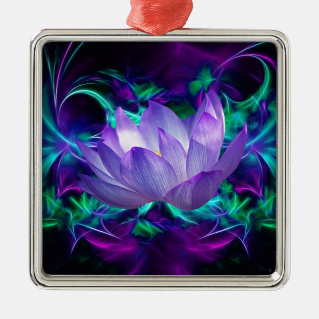 Lila Lotus-Blume und ihre Bedeutung Ornament Aus Metall (Vorne)