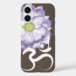 Lila Lotus Blume Yoga & Om/Om Zen Kalligraphie iPhone 16 Hülle