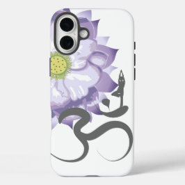 Lila Lotus Blume Yoga & Om/Om Zen Kalligraphie iPhone 16 Plus Hülle