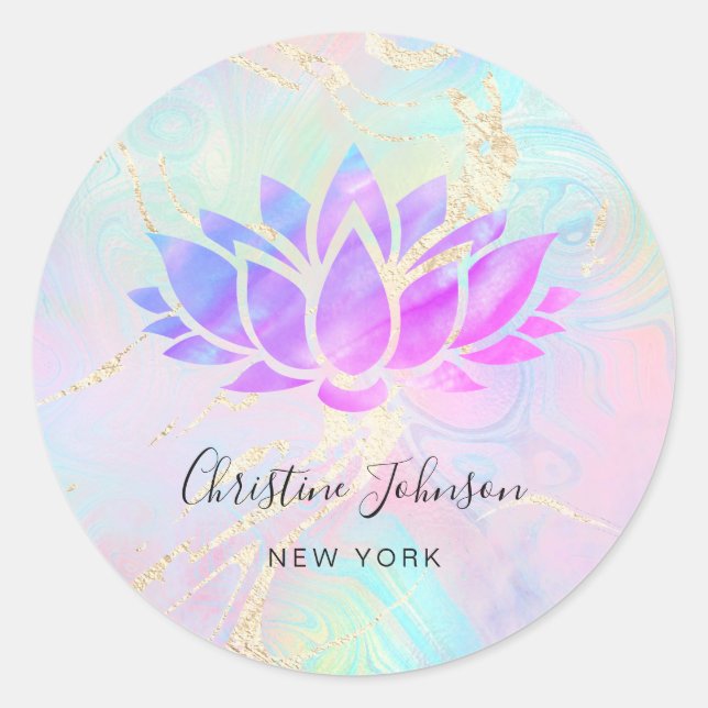lila Lotus-Logo im holografischen Design von Imita Runder Aufkleber (Vorderseite)