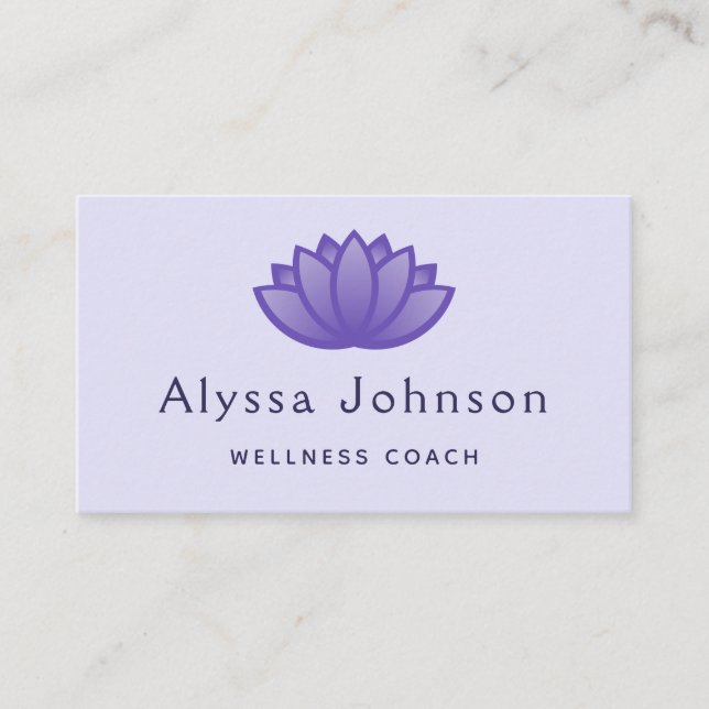 Lila Lotus Logo Wellness Coach Holistic Health Visitenkarte (Vorderseite)