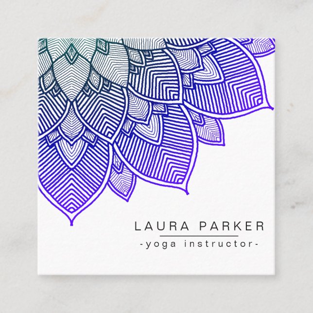 Lila Lotus Mandala Yoga Instruktor Holistisch Quadratische Visitenkarte (Vorderseite)