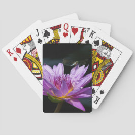 Lila Lotus Wasserlilie Dragonfly Spielkarten