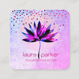 Lila Lotus Watercolor Yoga Massagetherapeut Quadratische Visitenkarte