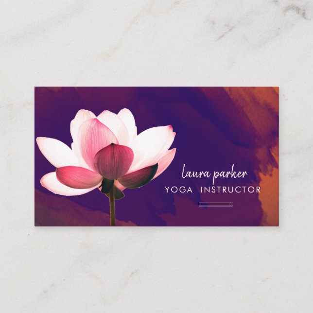 Lila Lotus Yoga Instructor Medizin Zen Paint Visitenkarte (Vorderseite)