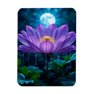 Lila Lotusblüte im Mondlicht Magnet