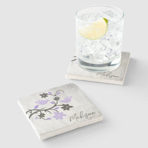 Lila Lovebirds Personalisiert Stone Untersetzer