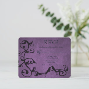 Lila Lovebirds Wedding RSVP Card
