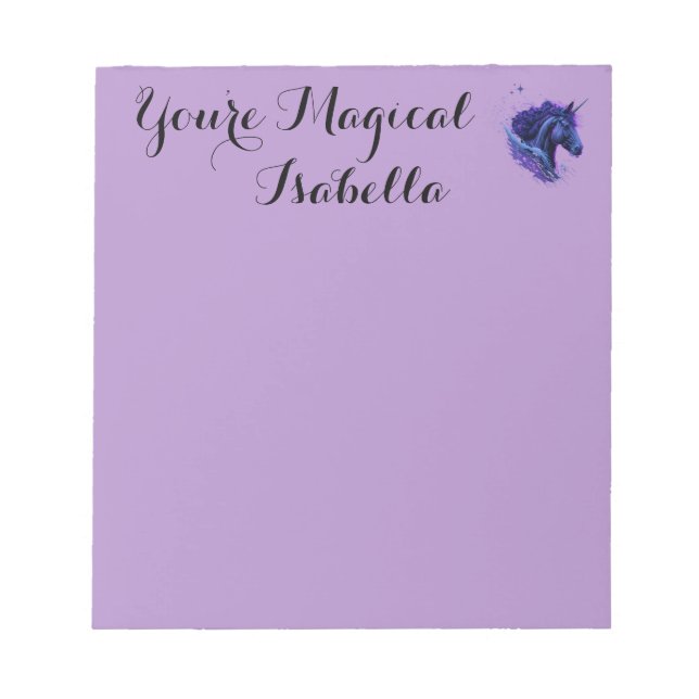 Lila Lover Du bist magisch Unicorn Fantasiebezeich Notizblock (Vorderseite)