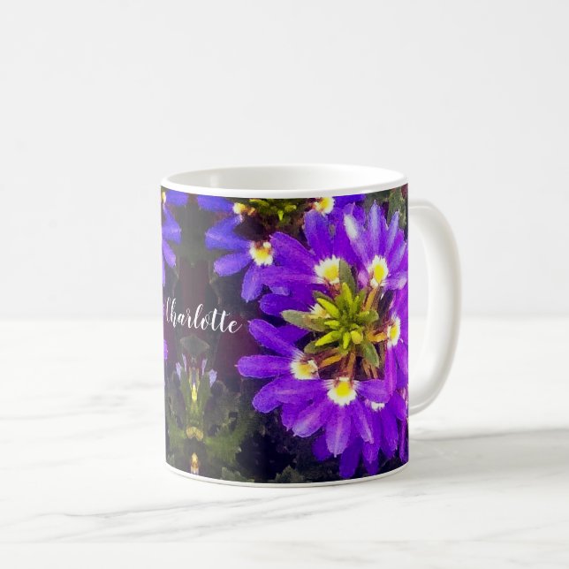 Lila LüfterBlume Kaffeetasse (VorderseiteRechts)
