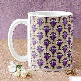 Lila Luftschiffe im Tan-Steampunk-Design Kaffeetasse