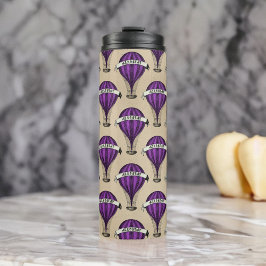 Lila Luftschiffe im Tan-Steampunk-Design Thermosbecher
