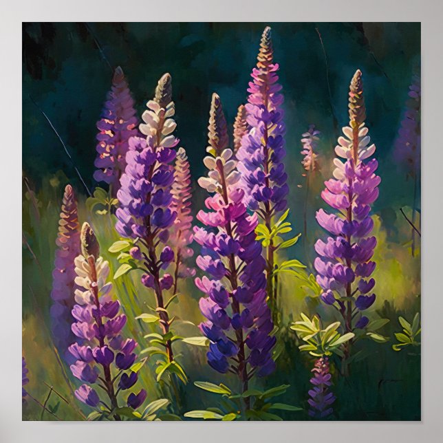 Lila Lupine Blume Art Print Poster (Vorne)