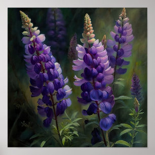 Lila Lupine Blume Art Print Poster