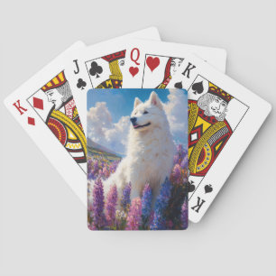 Lila Lupine-Blume von Samoyed Dog Spielkarten