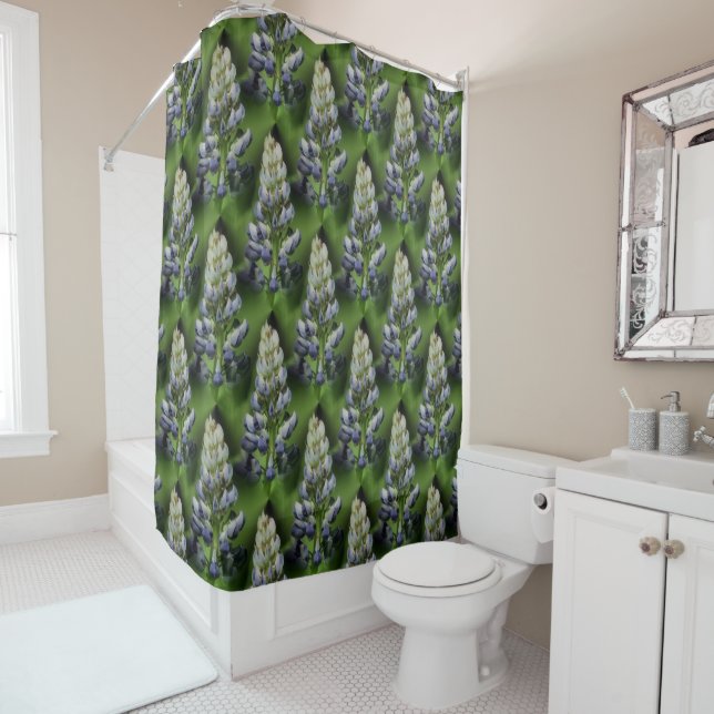 Lila Lupine Floral Nattern Muster Duschvorhang (Beispiel)