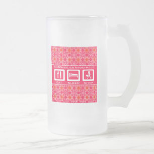 Lila lustige Shopaholic-Ess-Schlaf-Shop-Auszeichnu Mattglas Bierglas