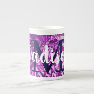 Lila luxuriöses Monogramm Personalisiert Prozellantasse