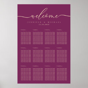 Lila Luxus einfache Hochzeitstisch Zahlen Sitzordn Poster