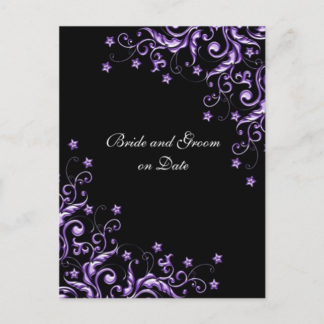 Lila Luxus Floral Wirbel Save the Date Karte (Vorderseite)