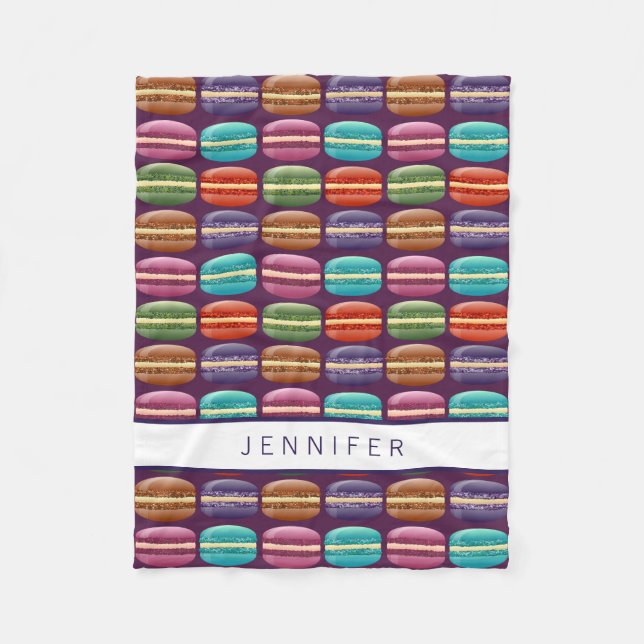Lila Macaron-Cookies von Girly Glitzer Fleecedecke (Vorderseite)