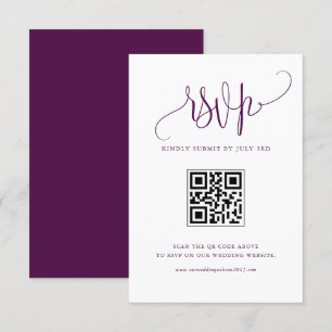 Lila machen wir moderne Kalligraphie, die QR-Code  RSVP Karte