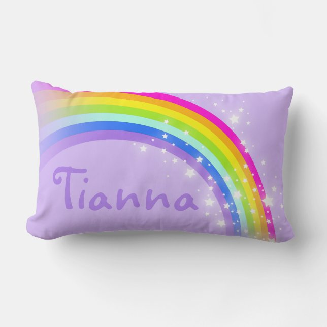 Lila Mädchen des Regenbogens addieren Ihr Lendenkissen (Vorderseite)