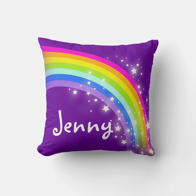 lila Mädchen des Regenbogens Kissen (Vorderseite)