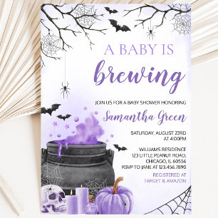 Lila Mädchen Ein Baby braut Halloween Dusche Einladung
