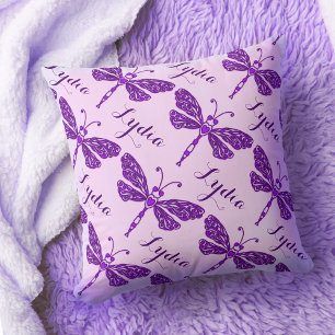 Lila Mädchen nennen Dragonfly-Muster Kissen