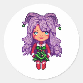 Lila Mädchen Runder Aufkleber