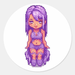 Lila Mädchen Runder Aufkleber