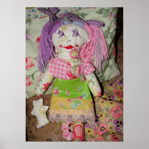 Lila Mädchenzimmer-Stoffpuppe buntes Spielzeug Pos Poster