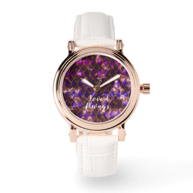 Lila Magenta Armbanduhr (Vorderseite)
