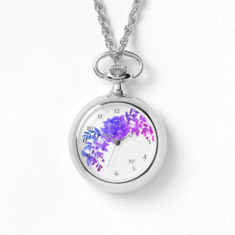 *~* Lila Magenta Blue Hydrangea Floral Armbanduhr