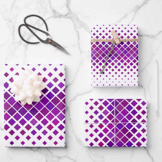 Lila Magenta Diamonds Design Geschenkpapier Set (Vorderseite)