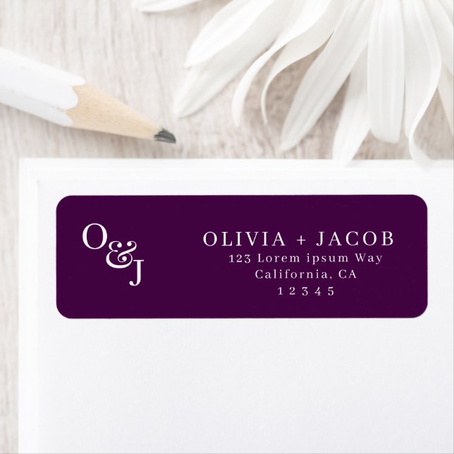 Lila magenta stylish script Monogram Wedding (Insitu)