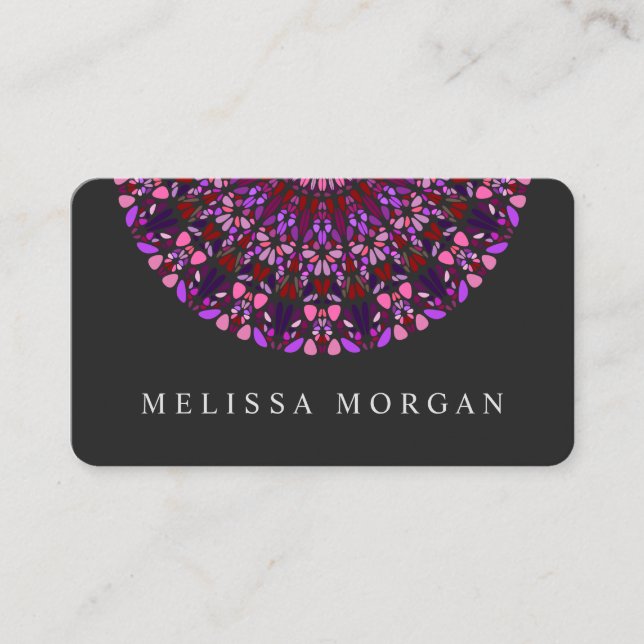 Lila Magic Mandala Business Card Visitenkarte (Vorderseite)
