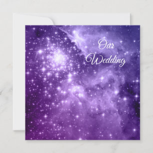 Lila Magic Stars Kosmische Hochzeit Einladung