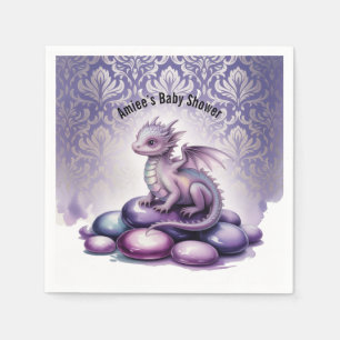 Lila magische Drachen-Baby-Party Serviette